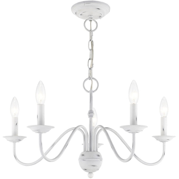 HomeRoots Five Light Dimmable Chandelier - Modern Cylindrical Shades for Adjustable Elegance in Any Space 687763