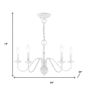 HomeRoots Five Light Dimmable Chandelier - Modern Cylindrical Shades for Adjustable Elegance in Any Space 687763