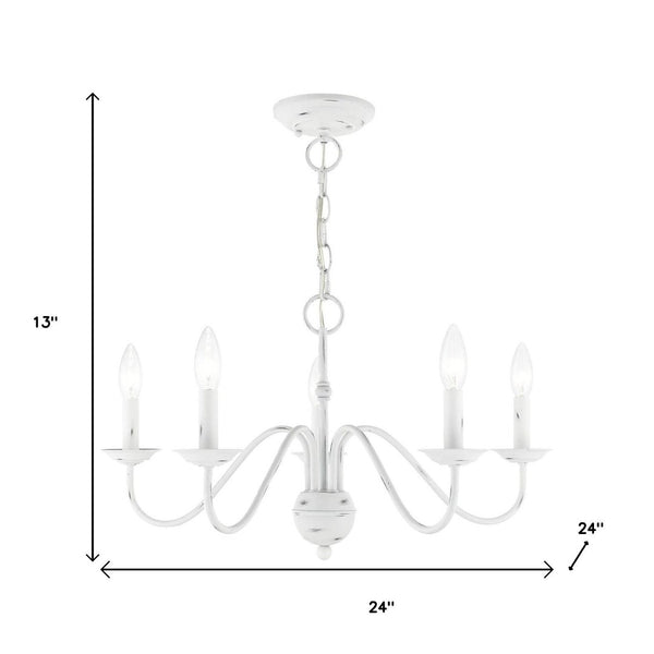 HomeRoots Five Light Dimmable Chandelier - Modern Cylindrical Shades for Adjustable Elegance in Any Space 687763
