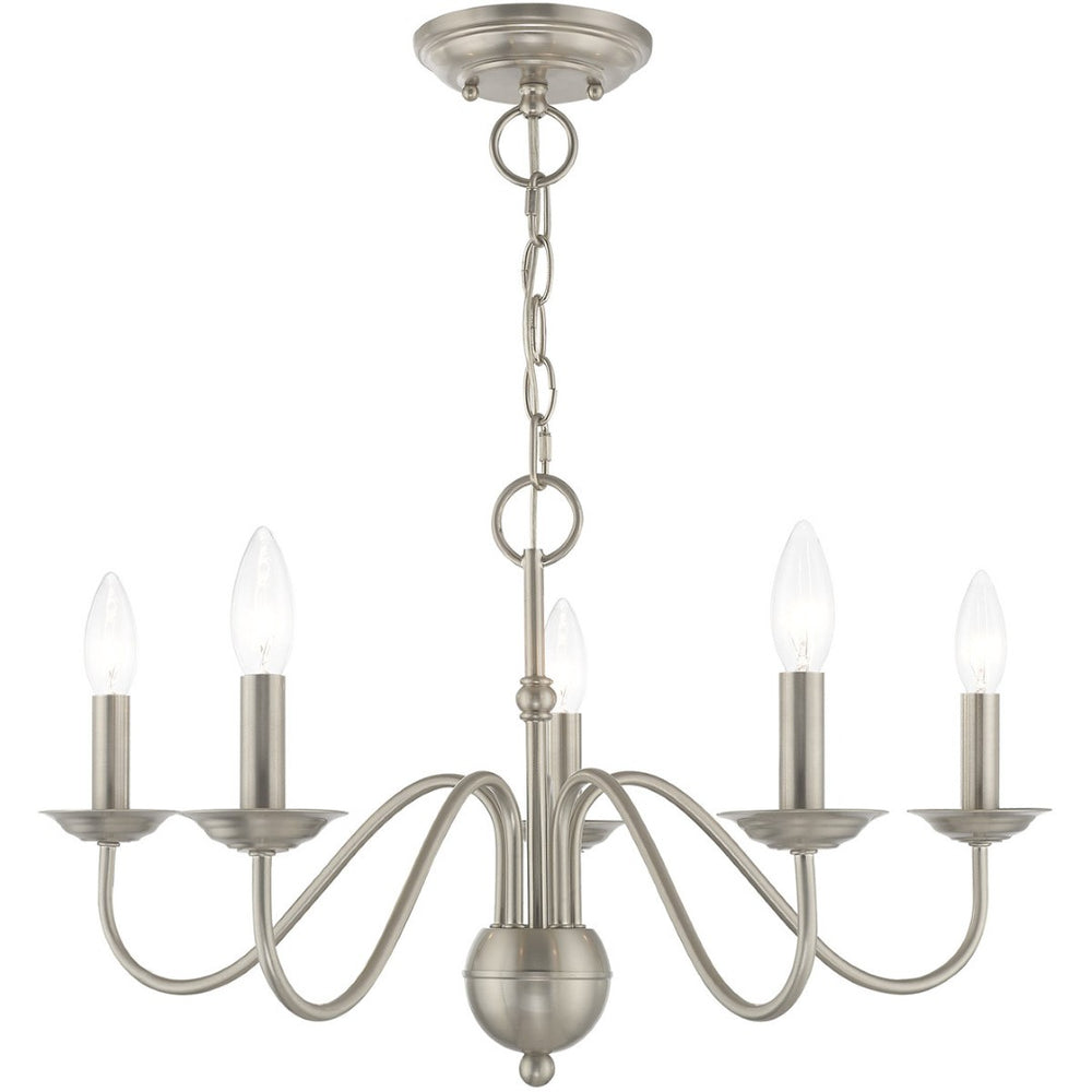 HomeRoots Five Light Dimmable Chandelier – Modern Cylindrical Design with Steel Shades for Any Room Elegance 687764