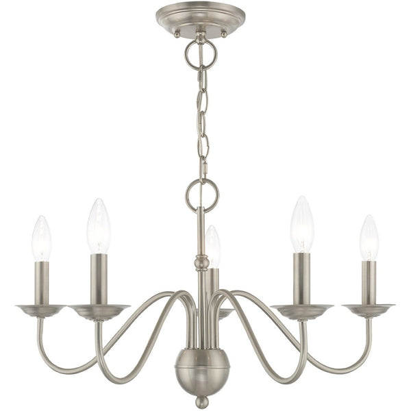 HomeRoots Five Light Dimmable Chandelier – Modern Cylindrical Design with Steel Shades for Any Room Elegance 687764