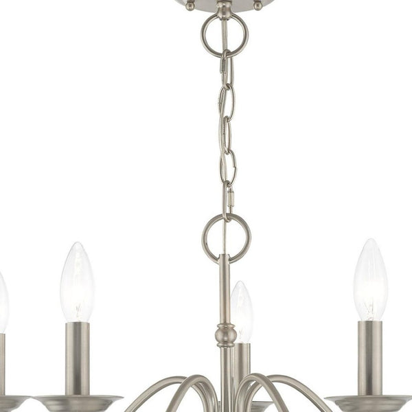 HomeRoots Five Light Dimmable Chandelier – Modern Cylindrical Design with Steel Shades for Any Room Elegance 687764