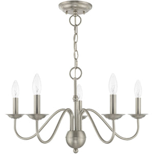 HomeRoots Five Light Dimmable Chandelier – Modern Cylindrical Design with Steel Shades for Any Room Elegance 687764