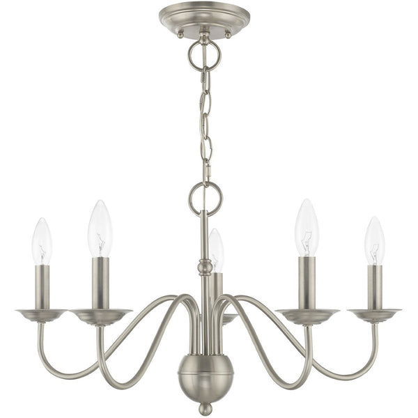 HomeRoots Five Light Dimmable Chandelier – Modern Cylindrical Design with Steel Shades for Any Room Elegance 687764