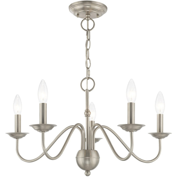 HomeRoots Five Light Dimmable Chandelier – Modern Cylindrical Design with Steel Shades for Any Room Elegance 687764