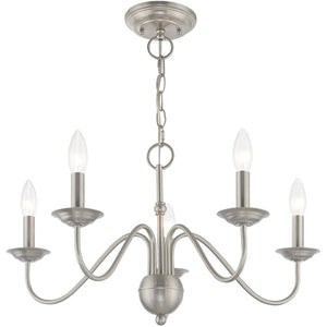 HomeRoots Five Light Dimmable Chandelier – Modern Cylindrical Design with Steel Shades for Any Room Elegance 687764