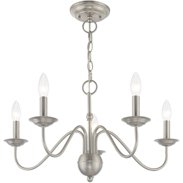 HomeRoots Five Light Dimmable Chandelier – Modern Cylindrical Design with Steel Shades for Any Room Elegance 687764