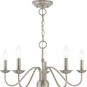 HomeRoots Five Light Dimmable Chandelier – Modern Cylindrical Design with Steel Shades for Any Room Elegance 687764