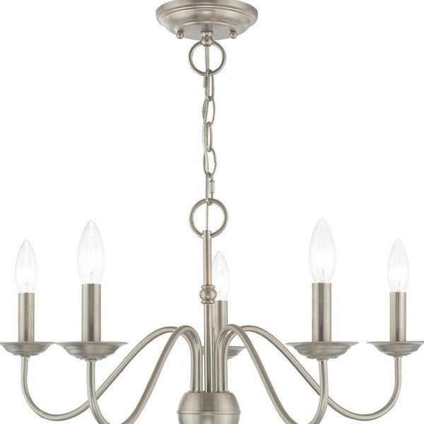 HomeRoots Five Light Dimmable Chandelier – Modern Cylindrical Design with Steel Shades for Any Room Elegance 687764