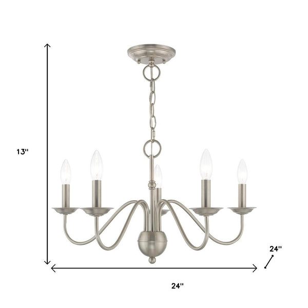 HomeRoots Five Light Dimmable Chandelier – Modern Cylindrical Design with Steel Shades for Any Room Elegance 687764