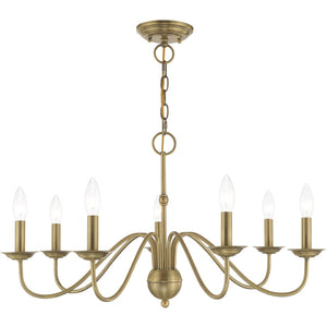HomeRoots Seven Light Dimmable Chandelier with Sleek Cylindrical Shades for Modern Home Illumination and Style 687765