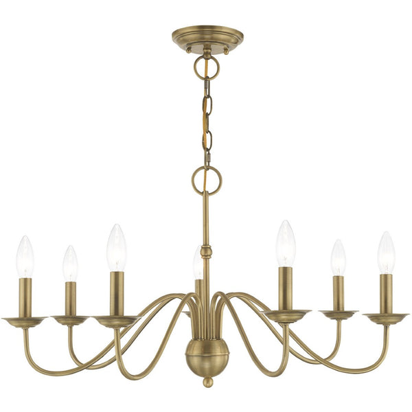 HomeRoots Seven Light Dimmable Chandelier with Sleek Cylindrical Shades for Modern Home Illumination and Style 687765