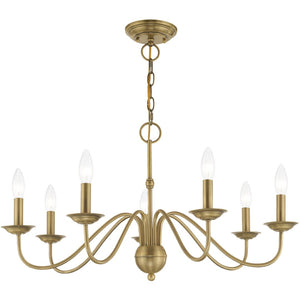 HomeRoots Seven Light Dimmable Chandelier with Sleek Cylindrical Shades for Modern Home Illumination and Style 687765