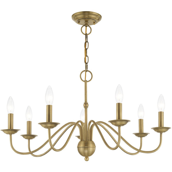 HomeRoots Seven Light Dimmable Chandelier with Sleek Cylindrical Shades for Modern Home Illumination and Style 687765