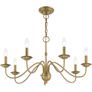 HomeRoots Seven Light Dimmable Chandelier with Sleek Cylindrical Shades for Modern Home Illumination and Style 687765
