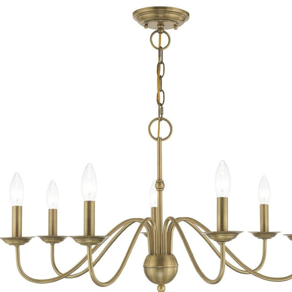 HomeRoots Seven Light Dimmable Chandelier with Sleek Cylindrical Shades for Modern Home Illumination and Style 687765