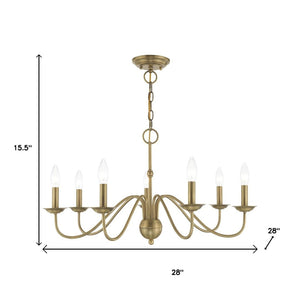 HomeRoots Seven Light Dimmable Chandelier with Sleek Cylindrical Shades for Modern Home Illumination and Style 687765