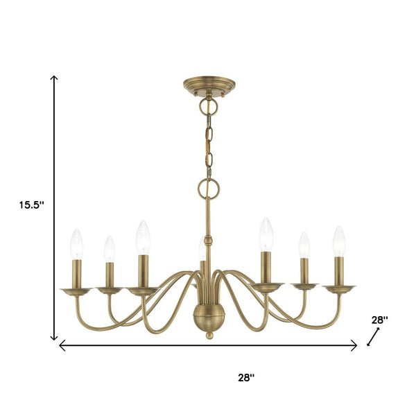 HomeRoots Seven Light Dimmable Chandelier with Sleek Cylindrical Shades for Modern Home Illumination and Style 687765