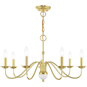 HomeRoots Seven Light Dimmable Chandelier - Sleek Modern Design with Cylindrical Shades for Versatile Illumination 687766