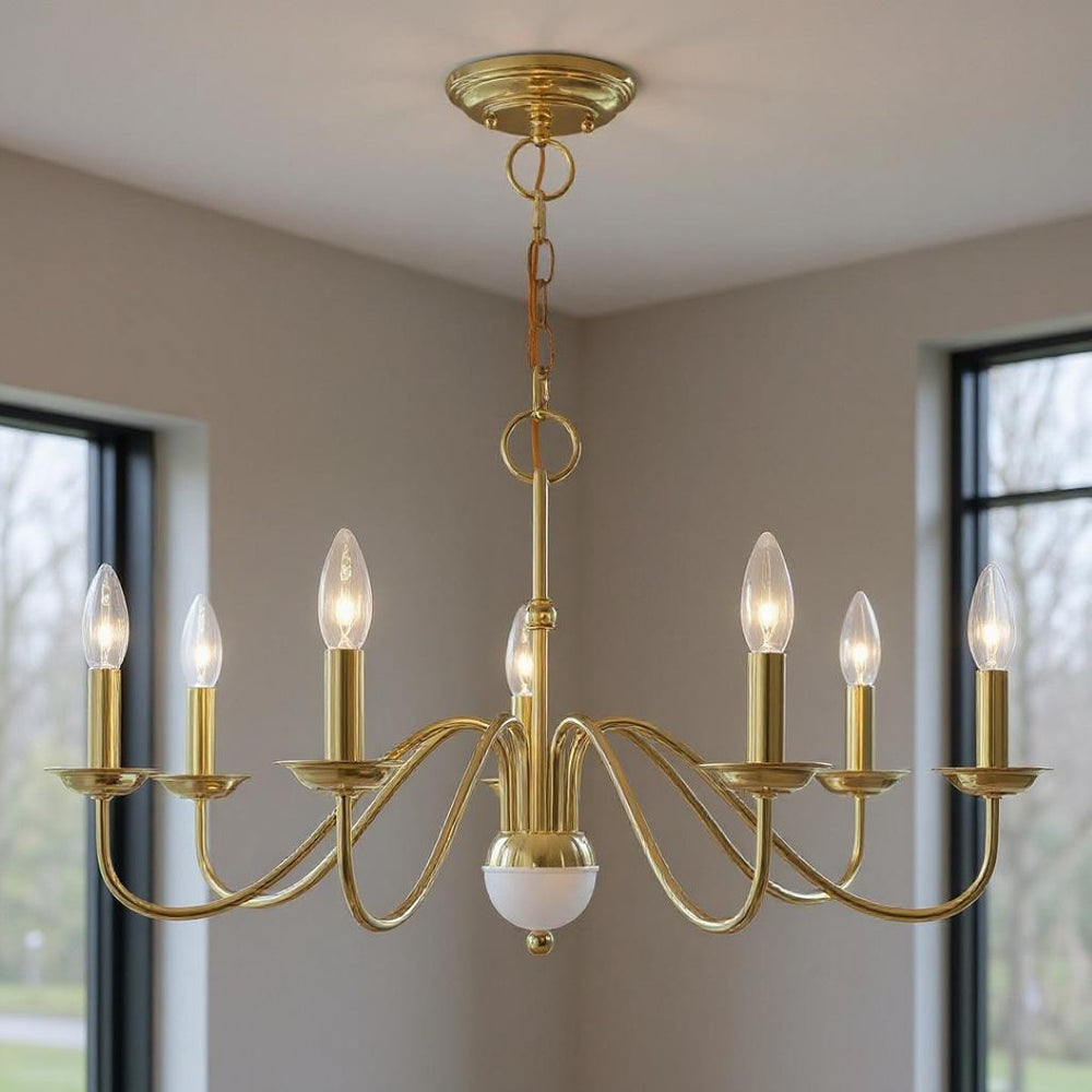 HomeRoots Seven Light Dimmable Chandelier - Sleek Modern Design with Cylindrical Shades for Versatile Illumination 687766