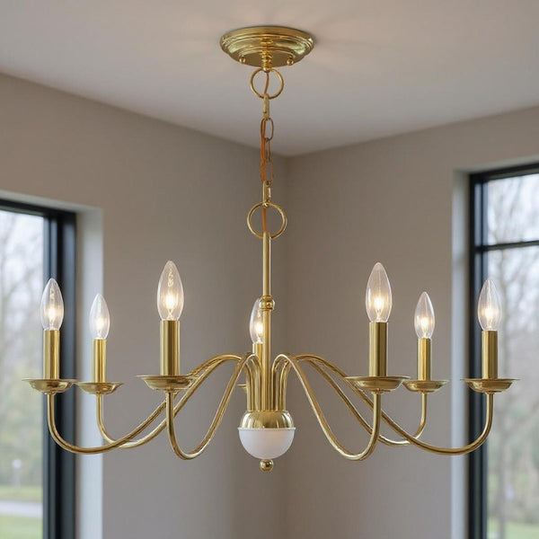 HomeRoots Seven Light Dimmable Chandelier - Sleek Modern Design with Cylindrical Shades for Versatile Illumination 687766
