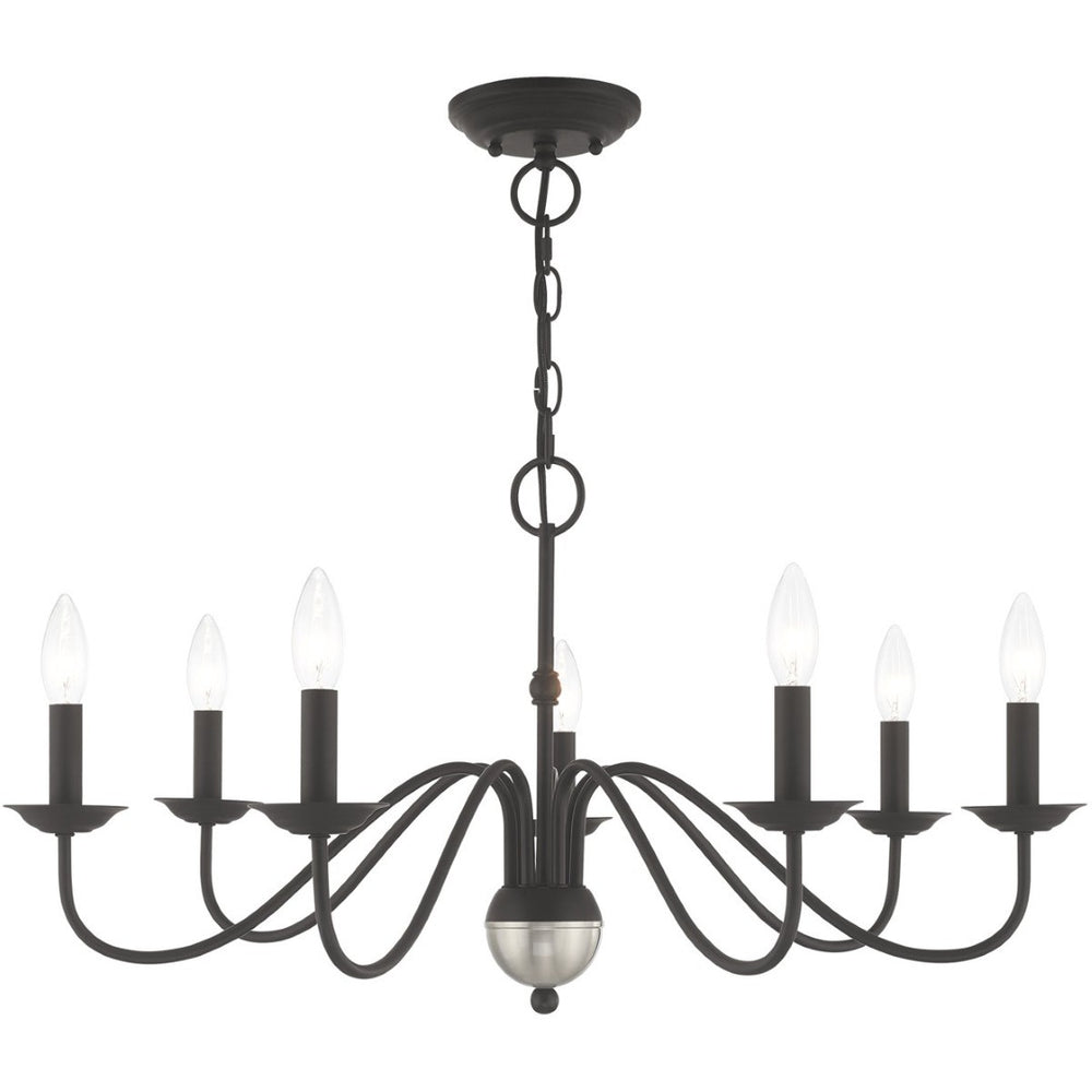 HomeRoots Black Elegant Seven-Light Dimmable Chandelier in Matte Steel - Modern Design for Versatile Spaces 687767