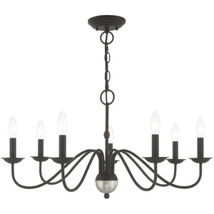 HomeRoots Black Elegant Seven-Light Dimmable Chandelier in Matte Steel - Modern Design for Versatile Spaces 687767