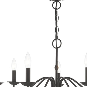 HomeRoots Black Elegant Seven-Light Dimmable Chandelier in Matte Steel - Modern Design for Versatile Spaces 687767
