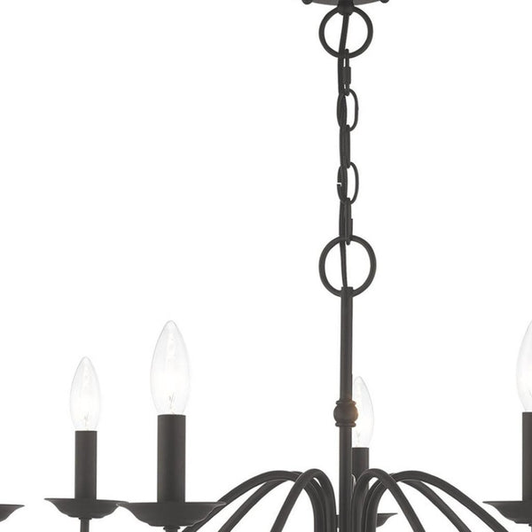 HomeRoots Black Elegant Seven-Light Dimmable Chandelier in Matte Steel - Modern Design for Versatile Spaces 687767