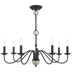 HomeRoots Black Elegant Seven-Light Dimmable Chandelier in Matte Steel - Modern Design for Versatile Spaces 687767