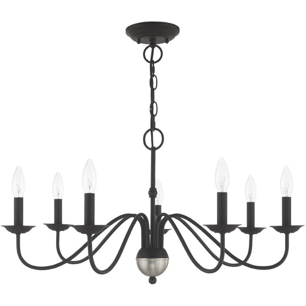 HomeRoots Black Elegant Seven-Light Dimmable Chandelier in Matte Steel - Modern Design for Versatile Spaces 687767