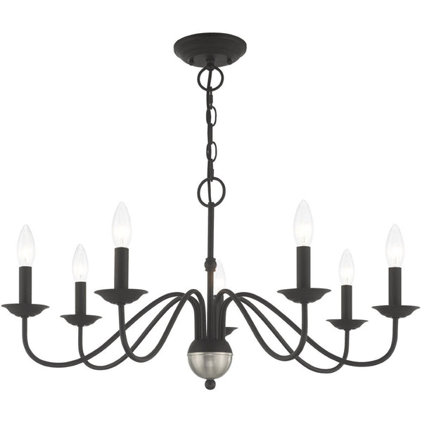 HomeRoots Black Elegant Seven-Light Dimmable Chandelier in Matte Steel - Modern Design for Versatile Spaces 687767