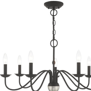 HomeRoots Black Elegant Seven-Light Dimmable Chandelier in Matte Steel - Modern Design for Versatile Spaces 687767