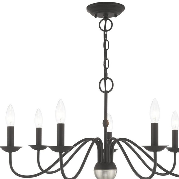 HomeRoots Black Elegant Seven-Light Dimmable Chandelier in Matte Steel - Modern Design for Versatile Spaces 687767