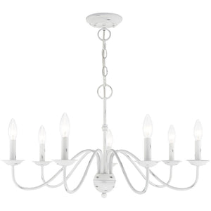 HomeRoots Seven Light Dimmable Chandelier with Modern Cylinder Shades for Stylish Home Ambiance & Versatility 687768