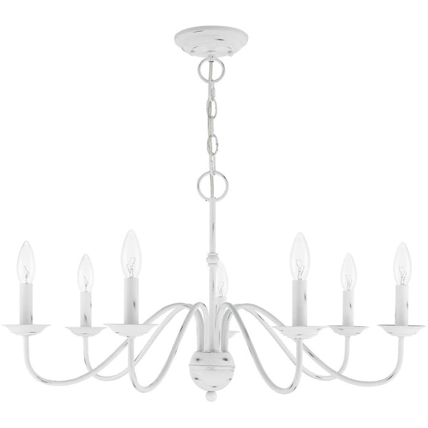 HomeRoots Seven Light Dimmable Chandelier with Modern Cylinder Shades for Stylish Home Ambiance & Versatility 687768