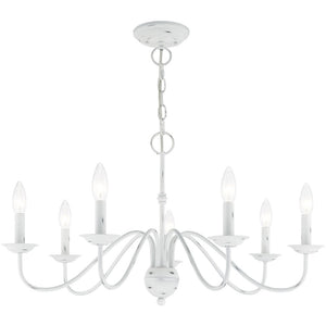 HomeRoots Seven Light Dimmable Chandelier with Modern Cylinder Shades for Stylish Home Ambiance & Versatility 687768