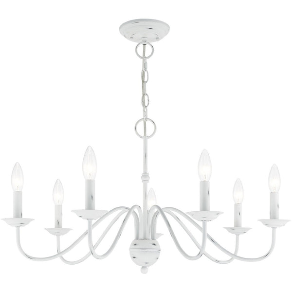 HomeRoots Seven Light Dimmable Chandelier with Modern Cylinder Shades for Stylish Home Ambiance & Versatility 687768