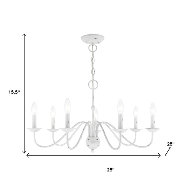 HomeRoots Seven Light Dimmable Chandelier with Modern Cylinder Shades for Stylish Home Ambiance & Versatility 687768