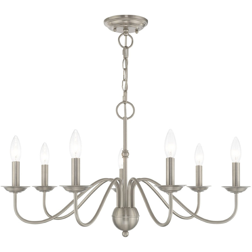 HomeRoots Seven Light Dimmable Chandelier: Modern Steel Shades for Stylish Ambiance in Any Space 687769