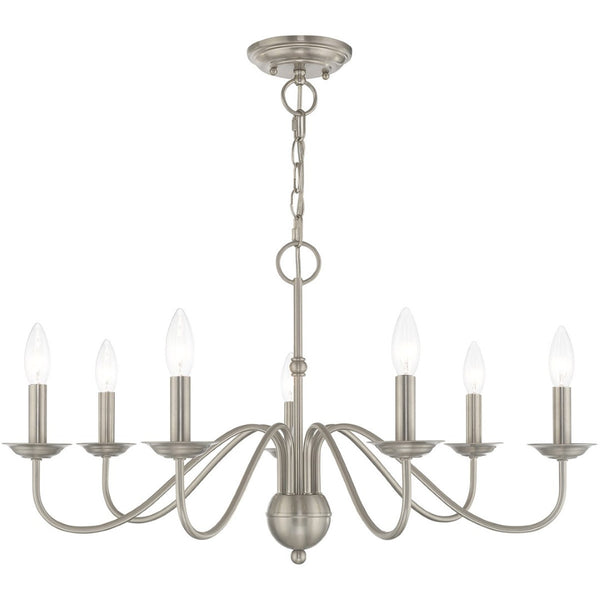 HomeRoots Seven Light Dimmable Chandelier: Modern Steel Shades for Stylish Ambiance in Any Space 687769