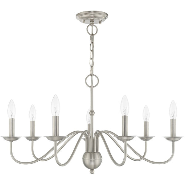 HomeRoots Seven Light Dimmable Chandelier: Modern Steel Shades for Stylish Ambiance in Any Space 687769
