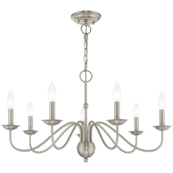 HomeRoots Seven Light Dimmable Chandelier: Modern Steel Shades for Stylish Ambiance in Any Space 687769
