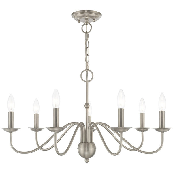 HomeRoots Seven Light Dimmable Chandelier: Modern Steel Shades for Stylish Ambiance in Any Space 687769