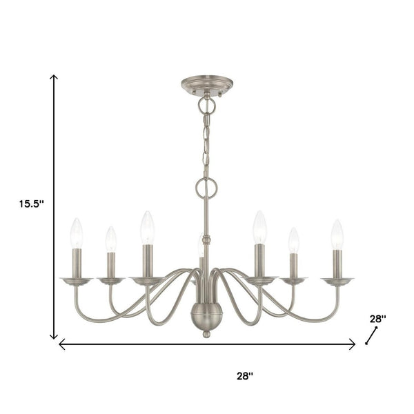 HomeRoots Seven Light Dimmable Chandelier: Modern Steel Shades for Stylish Ambiance in Any Space 687769