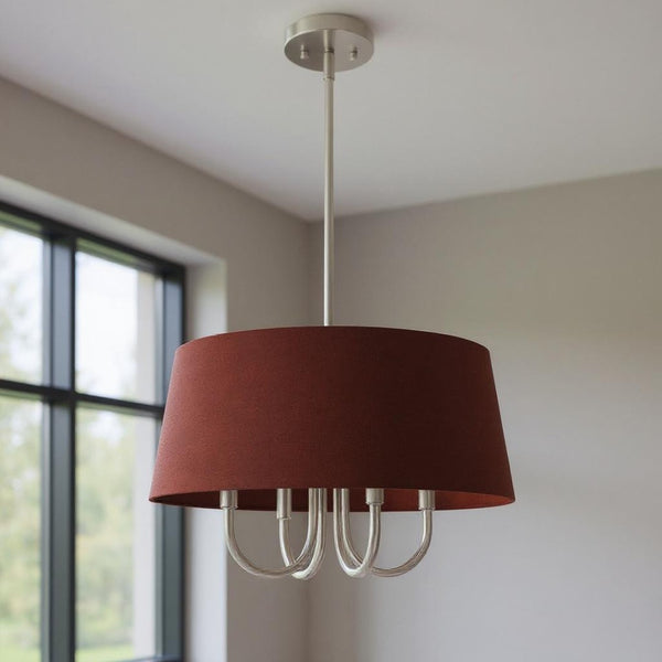 HomeRoots Four Light Dimmable Chandelier - Modern Cylindrical Shades, Adjustable Ambiance for Any Space 687770