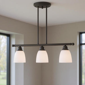 HomeRoots Bronze Three-Light Dimmable Chandelier with Unique Cylinder Shades for Modern Spaces and Ambiance 687773
