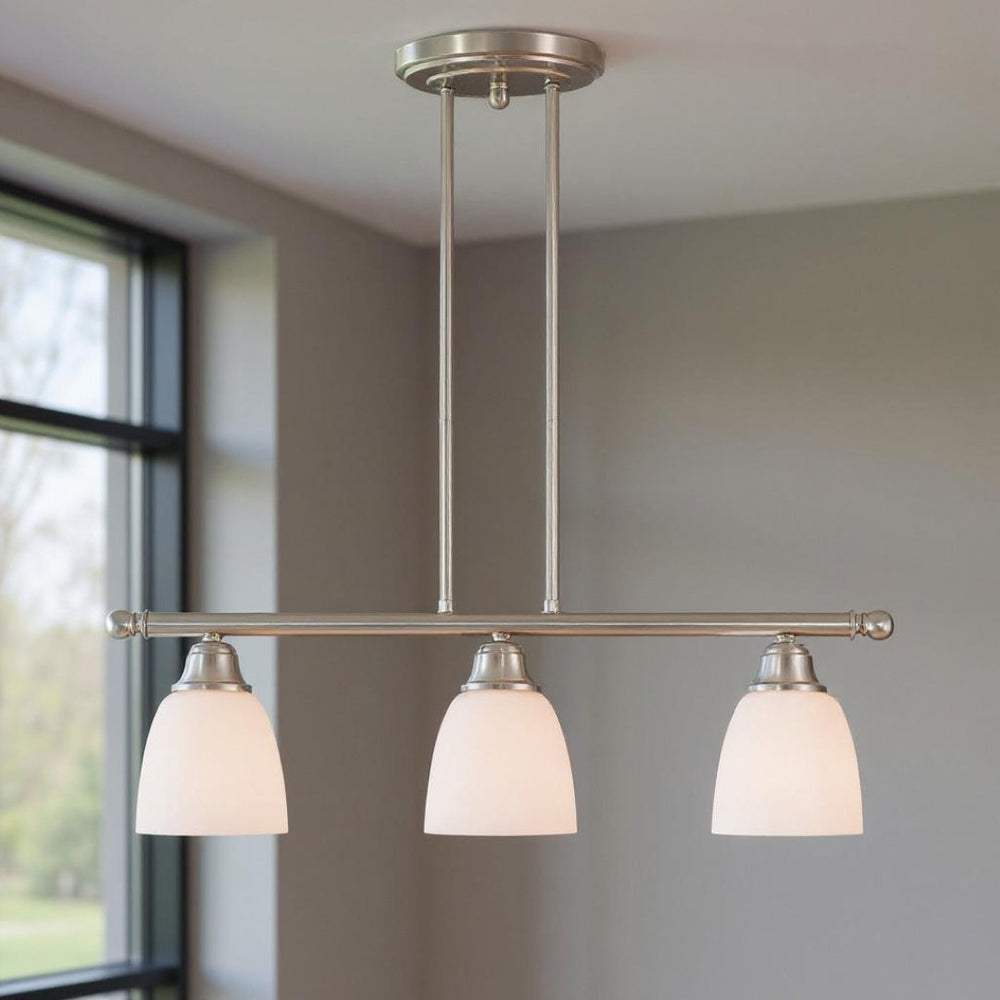 HomeRoots Three Light Dimmable Chandelier - Modern Cylindrical Shades for Elegant Illumination in Any Space 687774