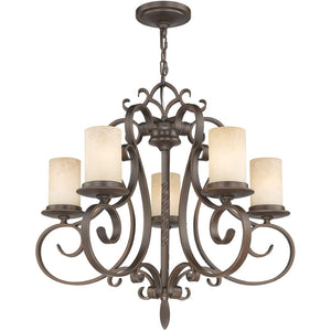 HomeRoots Five Light Dimmable Chandelier - Modern Steel Shades for Stylish, Versatile Ambient Illumination 687776