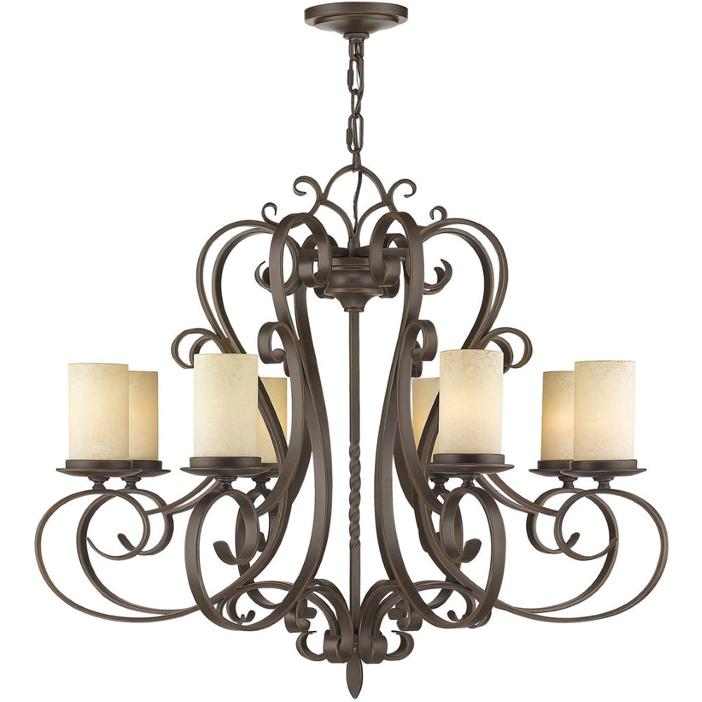 HomeRoots Bronze Elegant Eight-Light Dimmable Chandelier with Stylish Shades for Modern Living Spaces 687778